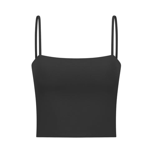 Women's Athletic Yoga Crop Spaghetti Strap Tank with Bra Pads