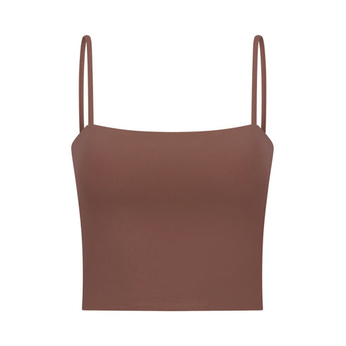 Women's Athletic Yoga Crop Spaghetti Strap Tank with Bra Pads