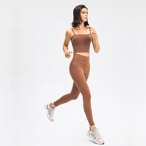 Women's Athletic Yoga Crop Spaghetti Strap Tank with Bra Pads