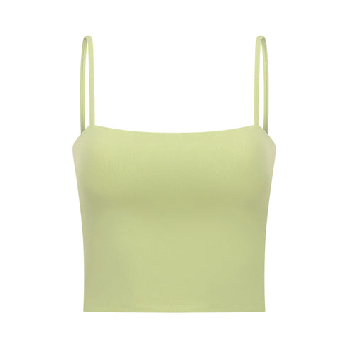 Women's Athletic Yoga Crop Spaghetti Strap Tank with Bra Pads