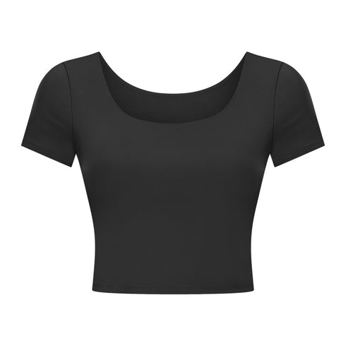 Women's Athletic Yoga Crop T-Shirt with Bra Pads