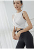 Women's Athletic Yoga Round Neck Sleeveless Crop T-Shirt