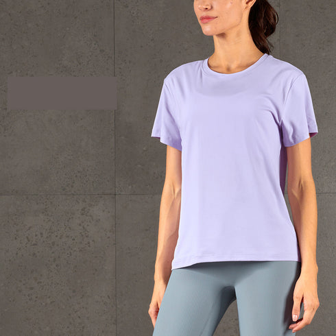 Women's Athletic Yoga Short Sleeve Mesh Splicing T-Shirt