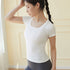 Women's Athletic Yoga U-Neck Solid Color T-Shirt