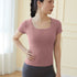 Women's Athletic Yoga U-Neck Solid Color T-Shirt