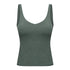 Women's Athletic Yoga V-neck Stretchy Tank with Bra Pads