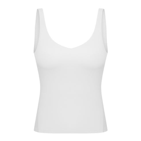 Women's Athletic Yoga V-neck Stretchy Tank with Bra Pads