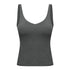 Women's Athletic Yoga V-neck Stretchy Tank with Bra Pads