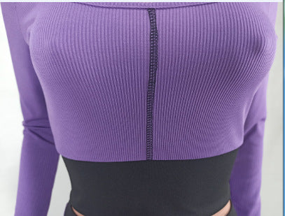 Women's Bare Waist Splicing Leisure Pit Strip Two Piece Outfits