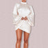 Women's Bodycon Dresses Lantern Sleeve Pleated Dress