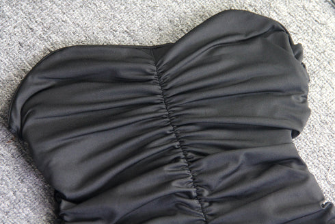 Women's Bodycon Wrap Hip Pleated Long Dresses