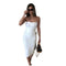 Women's Bodycon Wrap Hip Pleated Long Dresses
