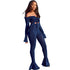 Women's Bow Tie Sexy Two Piece Outfits Bell-bottoms Pants
