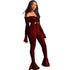 Women's Bow Tie Sexy Two Piece Outfits Bell-bottoms Pants