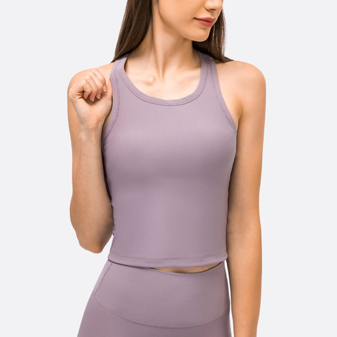 Women's Breathable Athletic Yoga Skinny Tank with Bra Pads