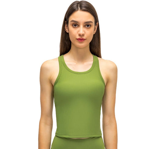 Women's Breathable Athletic Yoga Skinny Tank with Bra Pads