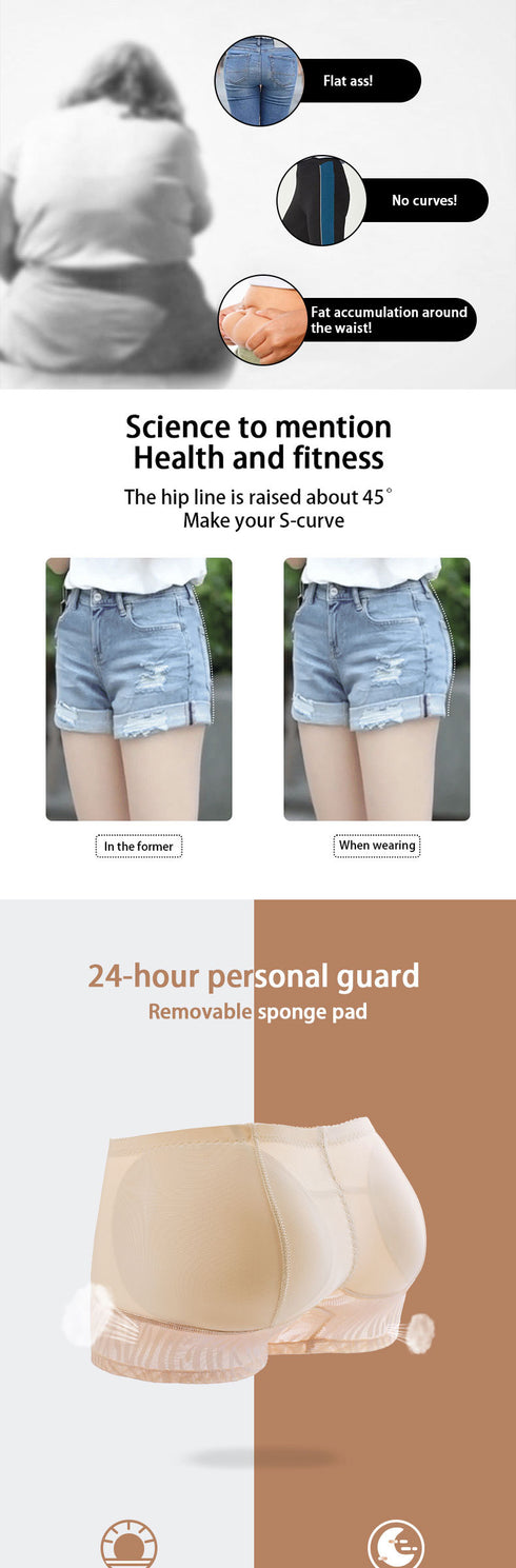 Women's Breathable Low Waisted Hip Pads Boxer Shorts