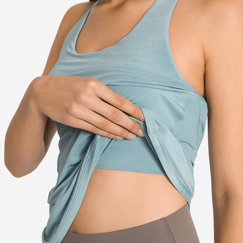 Women's Breathable Outdoor Athletic Running Tank with Bra Pads