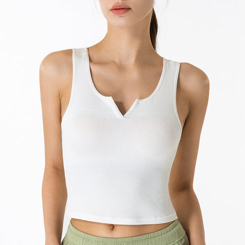 Women's Breathable Running Crop Tank with Bra Pads