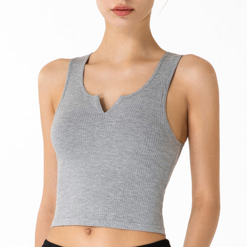 Women's Breathable Running Crop Tank with Bra Pads