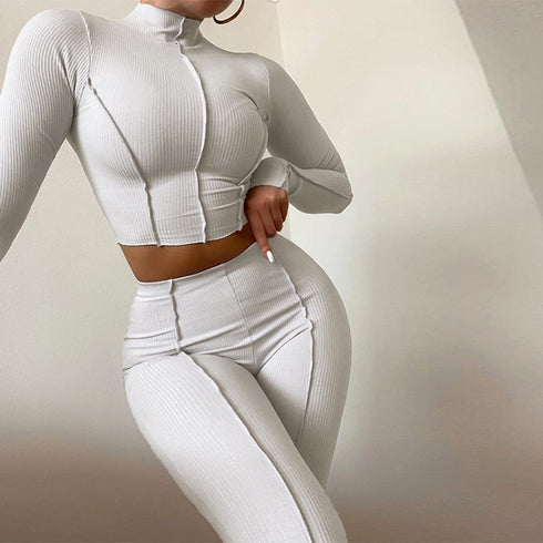 Women's Breathable Two Piece Outfits Top Pant Workout
