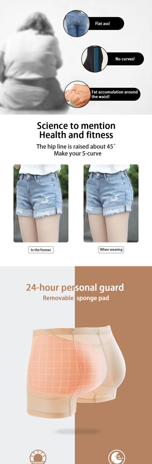 Women's Butt Lifter Breathable Mid Waist Hip Pads Short Underwear