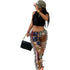 Women's Cartoon Print Fringed Straight Leg Pants