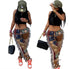 Women's Cartoon Print Fringed Straight Leg Pants