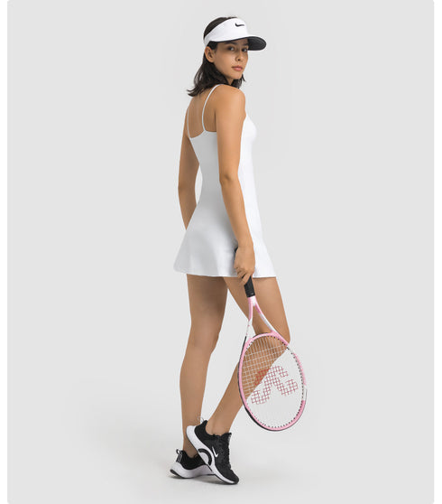 Women's Casual Activewear Stretchy Tennis Dresses with Bra Pads