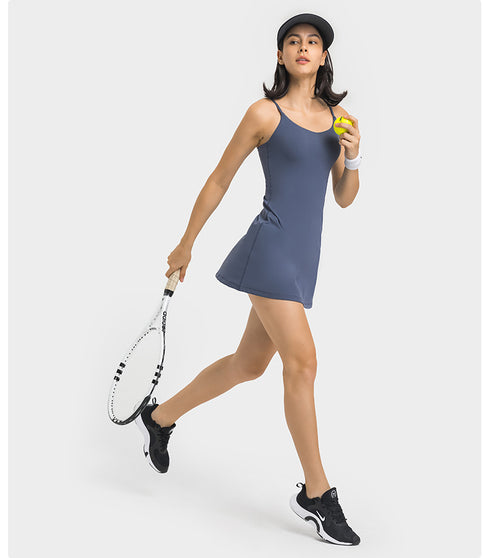 Women's Casual Activewear Stretchy Tennis Dresses with Bra Pads
