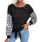 Women's Casual Long Sleeved Leopard Patchwork Sweatshirt