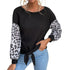 Women's Casual Long Sleeved Leopard Patchwork Sweatshirt