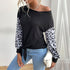Women's Casual Long Sleeved Leopard Patchwork Sweatshirt