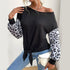 Women's Casual Long Sleeved Leopard Patchwork Sweatshirt