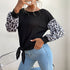 Women's Casual Long Sleeved Leopard Patchwork Sweatshirt