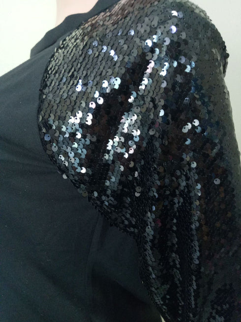 Women's Casual Long Sleeved Paillette Patchwork Sweatshirt