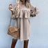 Women's Casual Loose Auricular Hem Long Sleeve Dresses