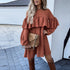 Women's Casual Loose Auricular Hem Long Sleeve Dresses