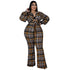 Women's Casual Loose Plus Size Plaid Print Jumpsuits