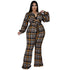Women's Casual Loose Plus Size Plaid Print Jumpsuits