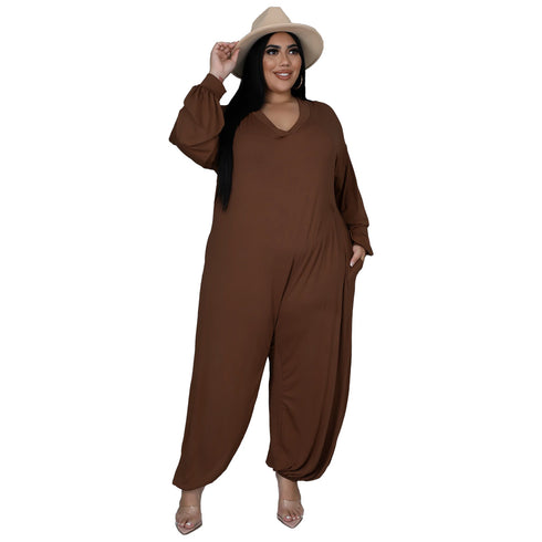 Women's Casual Loose Plus Size Wide Leg Jumpsuits