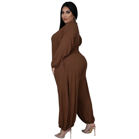 Women's Casual Loose Plus Size Wide Leg Jumpsuits