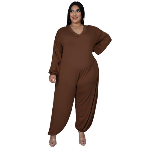 Women's Casual Loose Plus Size Wide Leg Jumpsuits