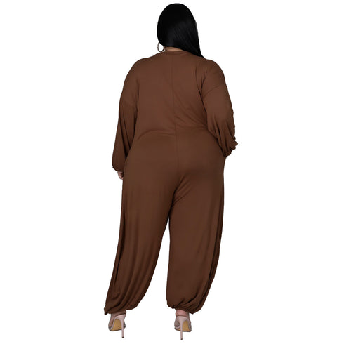 Women's Casual Loose Plus Size Wide Leg Jumpsuits