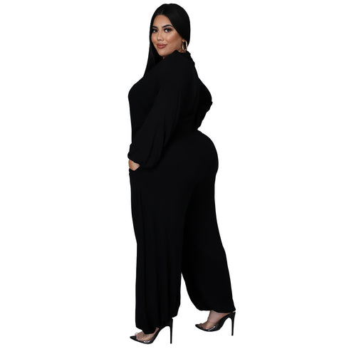 Women's Casual Loose Plus Size Wide Leg Jumpsuits