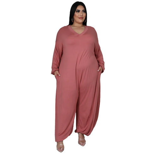 Women's Casual Loose Plus Size Wide Leg Jumpsuits