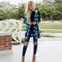 Women's Casual Plaid Button Down Hooded Long Coat
