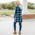Women's Casual Plaid Button Down Hooded Long Coat