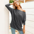 Women's Casual Round Collar Solid Color Long Sleeve Knit Top
