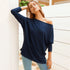 Women's Casual Round Collar Solid Color Long Sleeve Knit Top